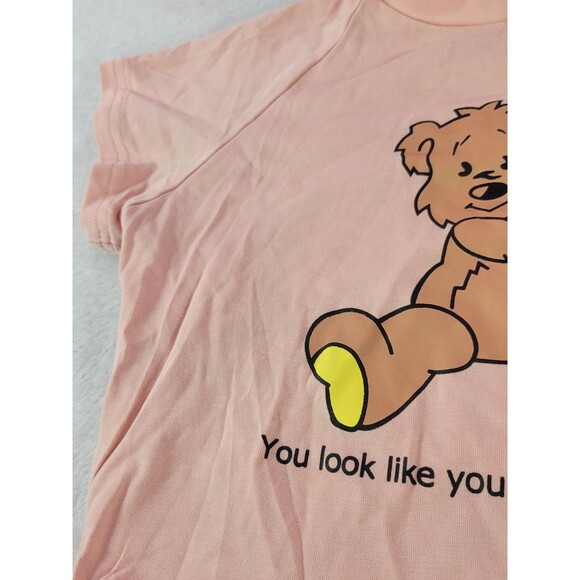 Y2K Pink Teddy Bear Crop Top Size Small "You Look Like You Have A Small" T-Shirt - Picture 5 of 8
